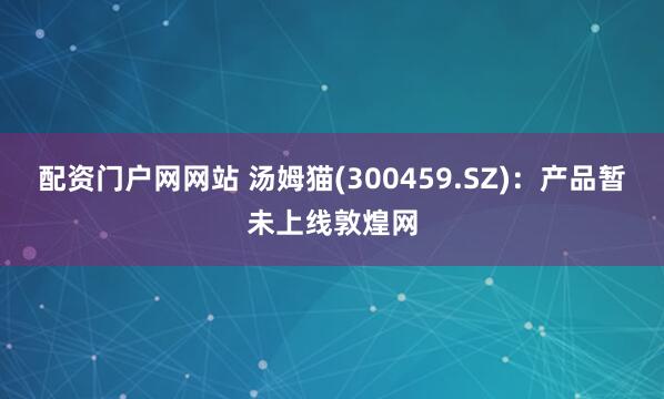 配资门户网网站 汤姆猫(300459.SZ)：产品暂未上线敦煌网