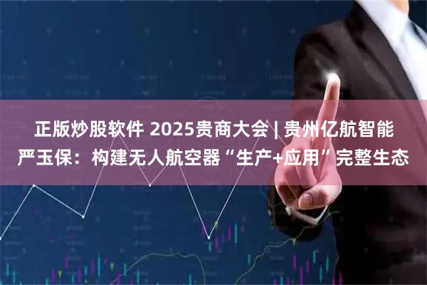 正版炒股软件 2025贵商大会 | 贵州亿航智能严玉保：构建无人航空器“生产+应用”完整生态